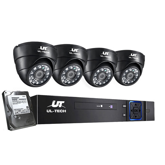 NNEDSZ -CCTV Camera Security System Home 8CH DVR 1080P 4 Dome cameras with 1TB Hard Drive